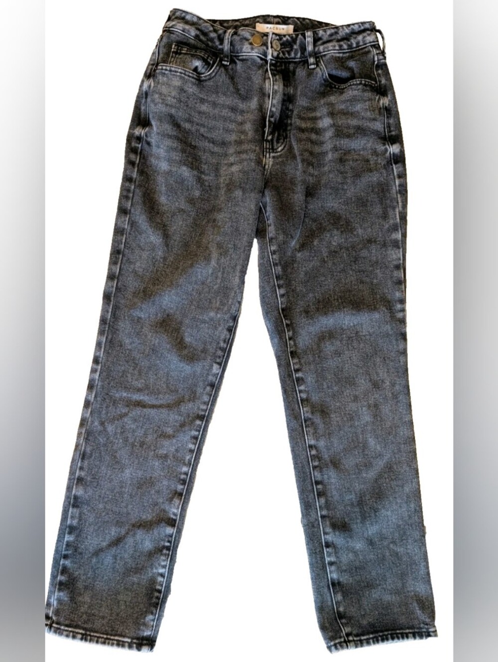 PacSun Mom Jeans Womens 26x26 Black Straight Leg Cotton Denim Pants Acid Wash 26